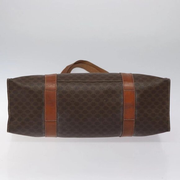 CELINE Macadam Canvas Tote Bag PVC Leather Brown Gold Auth bs24200 - Picture 6 of 14